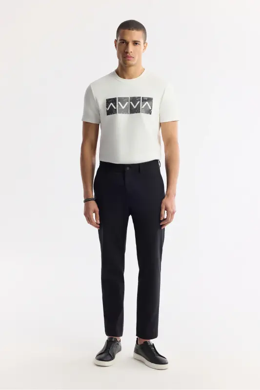 Erkek Siyah Beli Lastikli Bi-Stretch Teknik Kumaş Slim Fit Pantolon A51Y3077-Siyah - 1