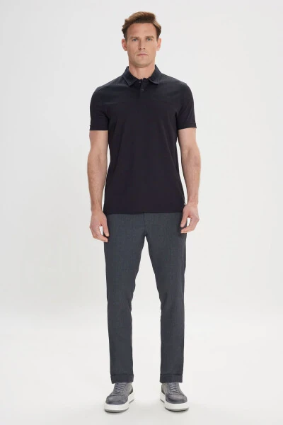 Erkek Siyah Slim Fit Dar Kesim %100 Pamuk Polo Yaka Tişört - ALTINYILDIZ CLASSICS (1)