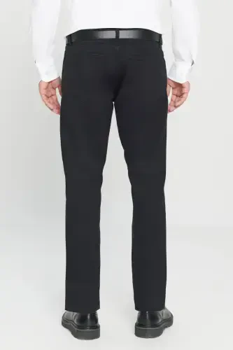 Erkek Siyah Slim Fit Dar Kesim 5 Cep Pamuklu Kanvas Esnek Chino Pantolon-Siyah - 7