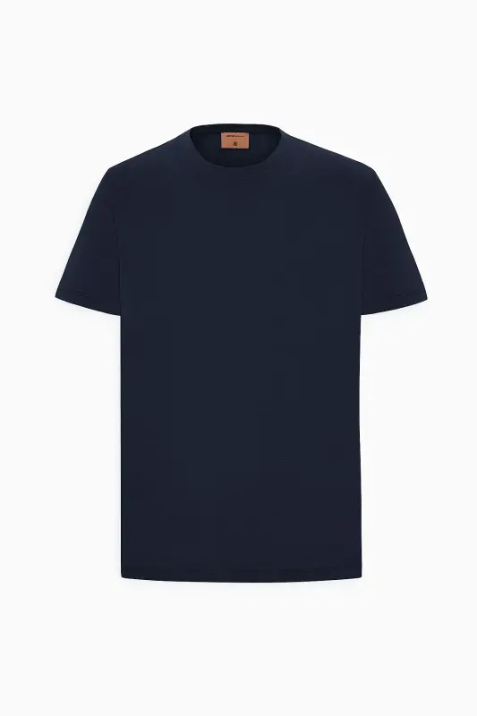 Erkek Siyah Slim Fit Dar Kesim Bisiklet Yaka Pamuklu Tişört-Siyah - 6