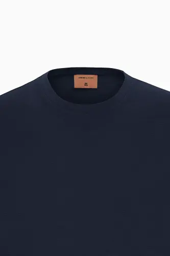 Erkek Siyah Slim Fit Dar Kesim Bisiklet Yaka Pamuklu Tişört-Siyah - 7