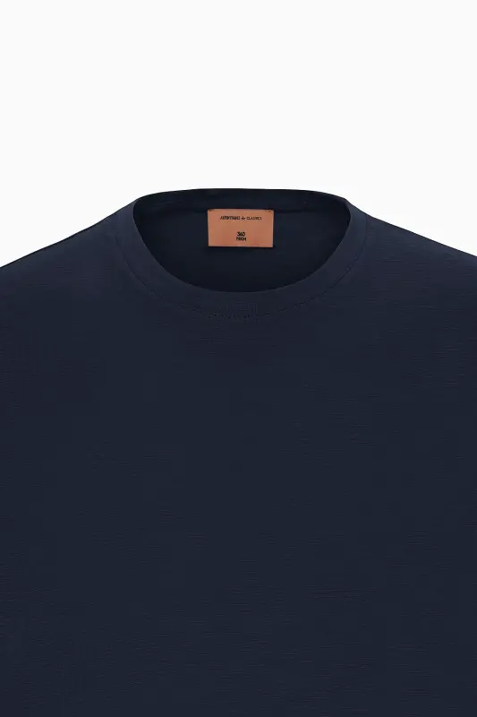 Erkek Siyah Slim Fit Dar Kesim Bisiklet Yaka Pamuklu Tişört-Siyah - 7