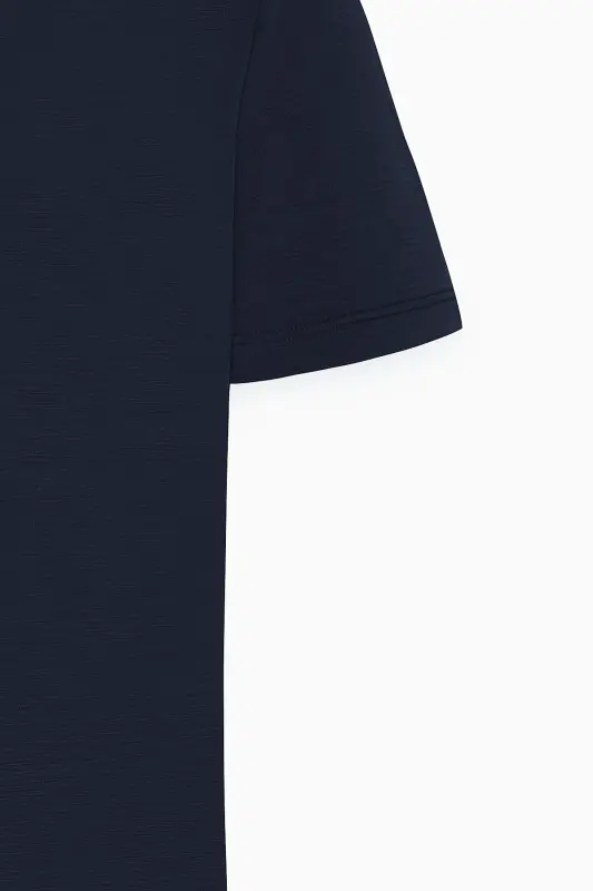 Erkek Siyah Slim Fit Dar Kesim Bisiklet Yaka Pamuklu Tişört-Siyah - 8