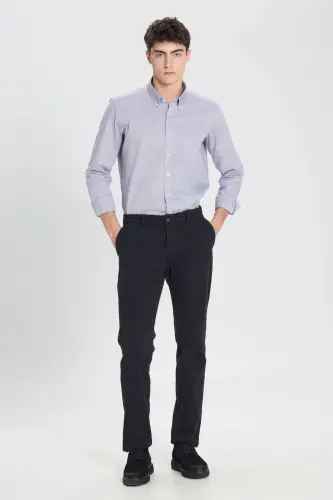 Erkek Siyah Slim Fit Dar Kesim Pamuklu Esnek Armürlü Yan Cep Pantolon - Siyah - ALTINYILDIZ CLASSICS (1)