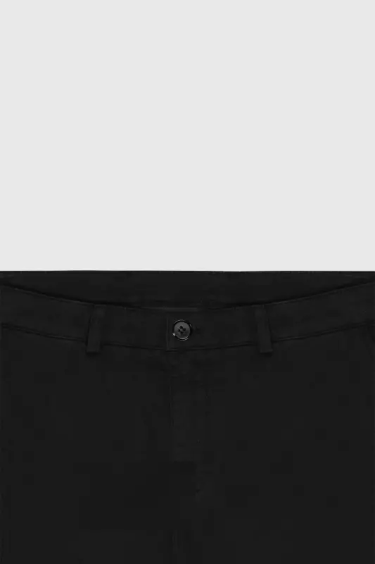 Erkek Siyah Slim Fit Dar Kesim Pamuklu Esnek Armürlü Yan Cep Pantolon - Siyah - 8