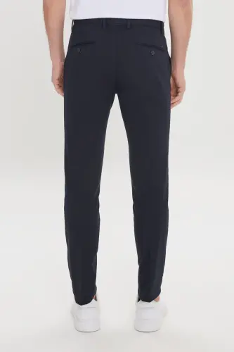 Erkek Siyah Slim Fit Dar Kesim Yan Cepli Pamuklu Esnek Armürlü Pantolon - Siyah - 7
