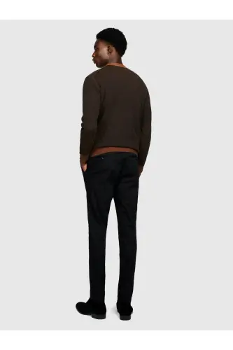 Erkek Siyah Slim Fit Esnek Chino Pantolon-Siyah - 4