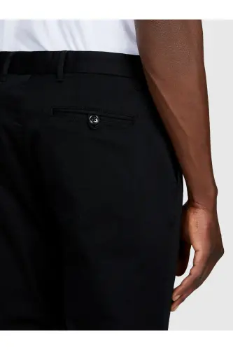 Erkek Siyah Slim Fit Esnek Chino Pantolon-Siyah - 6