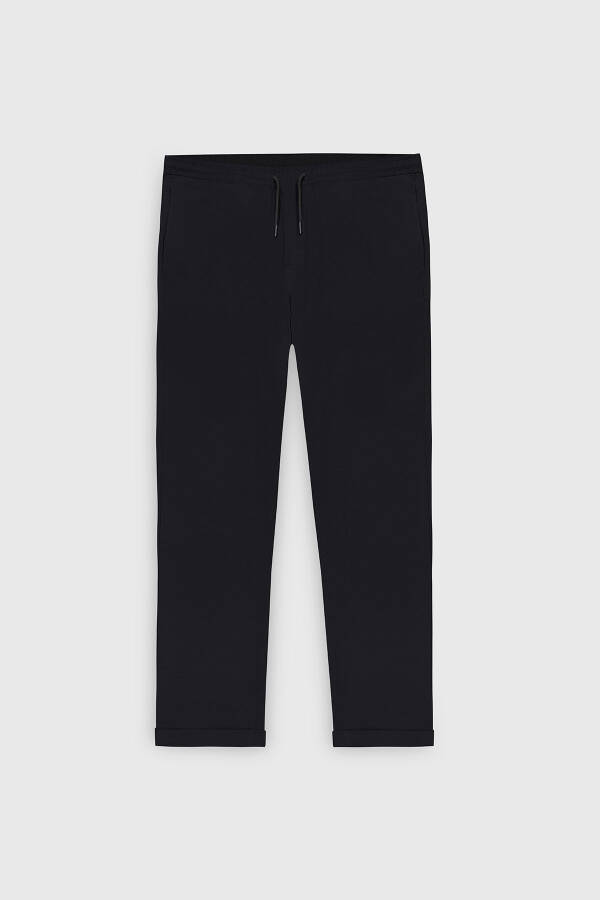 Erkek Siyah Slim Fit Rahat Kesim Beli Bağlamalı Yan Cepli Jogger Pantolon - 16