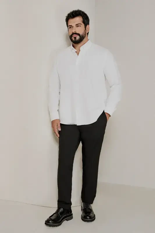 Erkek Siyah Slim Fit Rahat Kesim Beli Bağlamalı Yan Cepli Jogger Pantolon-Siyah - 6