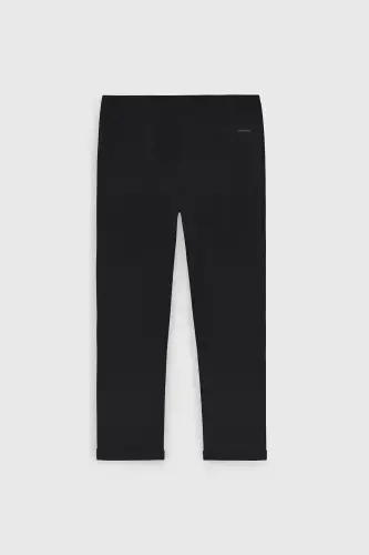 Erkek Siyah Slim Fit Rahat Kesim Beli Bağlamalı Yan Cepli Jogger Pantolon-Siyah - 12