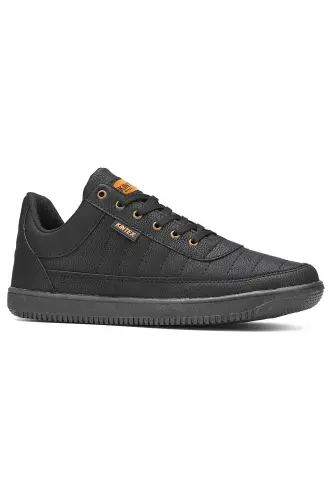 Erkek Siyah Sneaker Bağcıklı Dikişli Hafif Rahat Günlük Yürüyüş Spor Ayakkabı 013C - SİYAH 013C - 6
