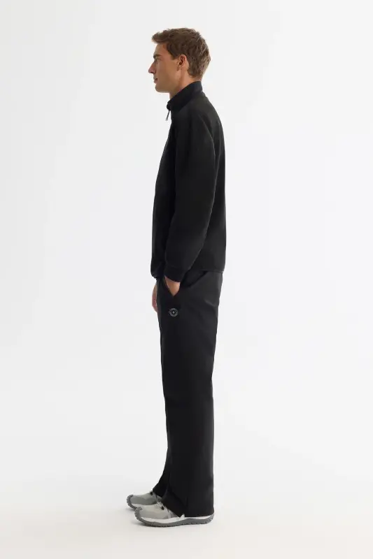Erkek Siyah Soğuğa Dayanıklı Dik Yaka Fermuarlı Polar Regular Fit Sweatshirt A42Y1311 - Siyah - 3