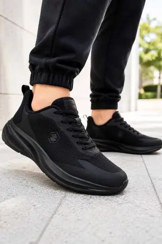 Erkek Siyah Spor Ayakkabı Memory Foam İç Taban Nefes Alabilen File Esnek Hafif Günlük Sneaker LMBR-440 - Black/Black - Lumberjack (1)