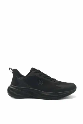 Erkek Siyah Spor Ayakkabı Memory Foam İç Taban Nefes Alabilen File Esnek Hafif Günlük Sneaker LMBR-440 - Black/Black - 4