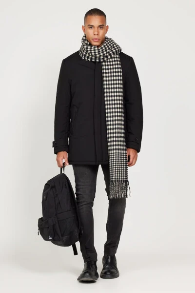 Erkek Siyah Standart Fit Normal Kesim Gömlek Yaka Kaban - ALTINYILDIZ CLASSICS (1)