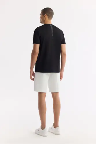 Erkek Siyah Bisiklet Yaka Bi-Stretch Baskılı Regular Fit T-Shirt B001040 - Siyah - 6