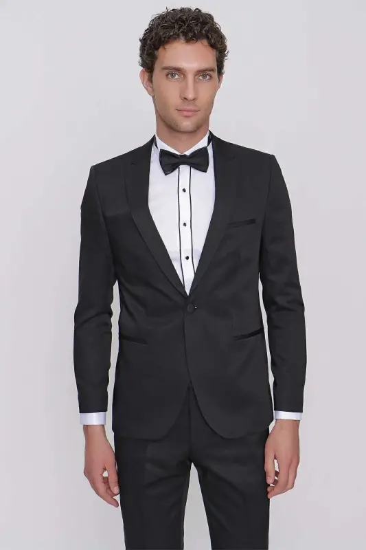 Erkek Siyah Tayga Papyon Kuşak Ceromonia Damatlık-Siyah - 3