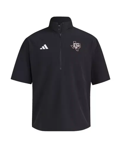 Men's Black Texas A&M Aggies 2024 Half-Zip Short Sleeve Training Jacket - Black - 3