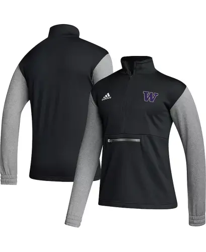 Men's Black Washington Huskies Team Issue AEROREADY Quarter-Zip Jacket - Black - ADIDAS (1)
