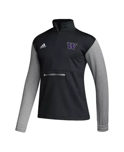 Men's Black Washington Huskies Team Issue AEROREADY Quarter-Zip Jacket - Black - 3