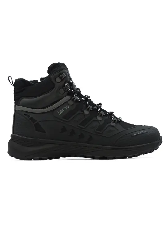 Erkek Siyah Watertight Su Geçirmez Trekking Kürklü Fermuarlı Bot 8075-Siyah Buz - 2