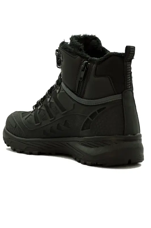 Erkek Siyah Watertight Su Geçirmez Trekking Kürklü Fermuarlı Bot 8075-Siyah Buz - 3