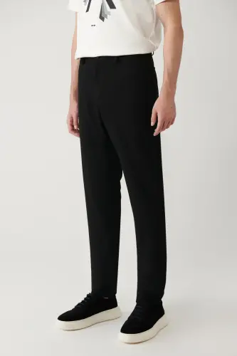 Erkek Siyah Yandan Cepli Klasik Bel Slim Fit Pantolon B003200 - Siyah - 3