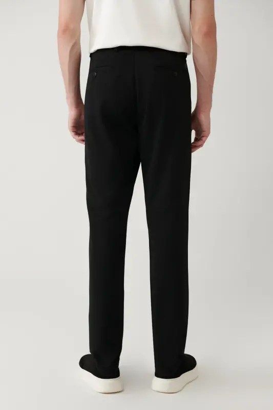 Erkek Siyah Yandan Cepli Klasik Bel Slim Fit Pantolon B003200 - Siyah - 4
