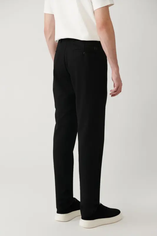 Erkek Siyah Yandan Cepli Klasik Bel Slim Fit Pantolon B003200 - Siyah - 5