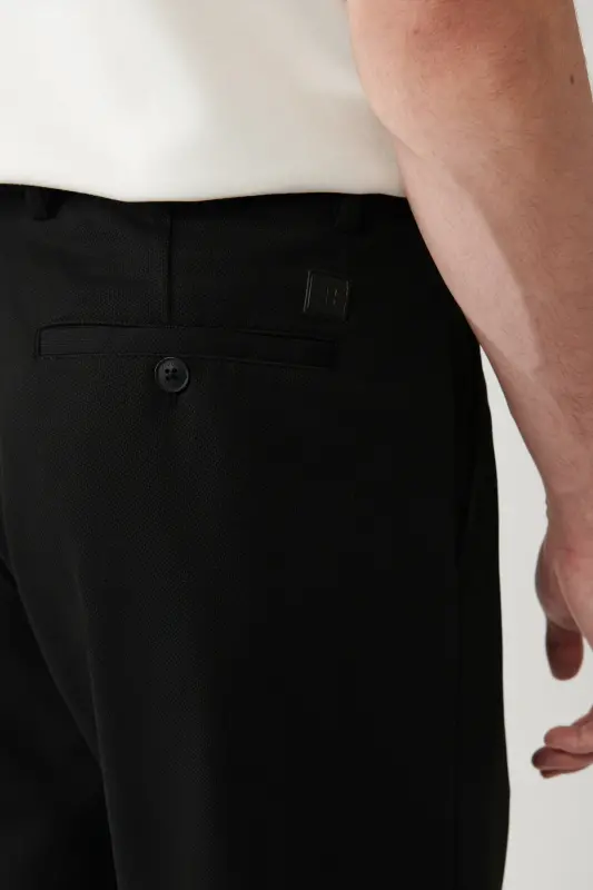 Erkek Siyah Yandan Cepli Klasik Bel Slim Fit Pantolon B003200 - Siyah - 7