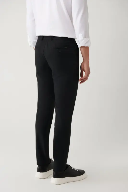 Erkek Siyah Yandan Cepli Su İtici Bi-Stretch Slim Fit Pantolon A41Y3230 - 5