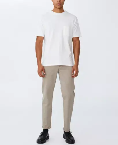 Men's Slim Straight Jeans-Washed Oatmeal - 4