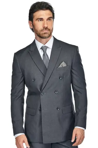 Men's Slim Fit 2-Piece Double Breasted Suit - GINO VITALE (1)