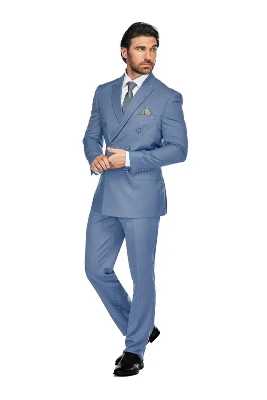 Men's Slim Fit 2-Piece Double Breasted Suit - GINO VITALE