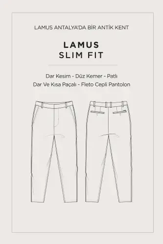 Erkek Antrasit Klasik Bel Bi-Stretch Slim Fit Chino Pantolon B003035-Antrasit - 6