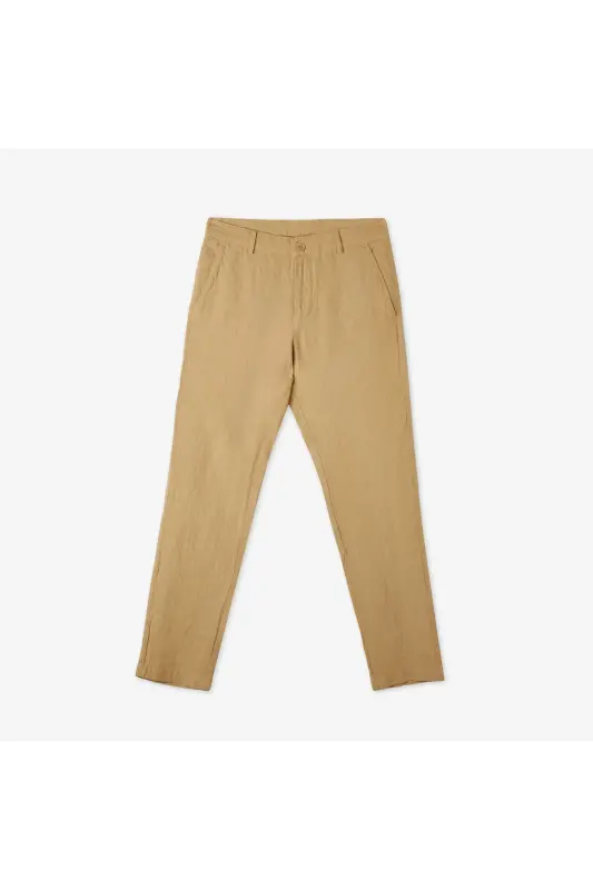 Erkek Slim Fit Chino Bej Pantolon - IXQ-Bej - 3