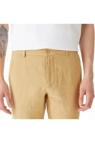Erkek Slim Fit Chino Bej Pantolon - IXQ-Bej - 5