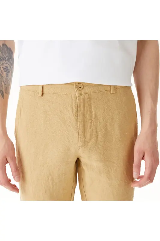 Erkek Slim Fit Chino Bej Pantolon - IXQ-Bej - 5