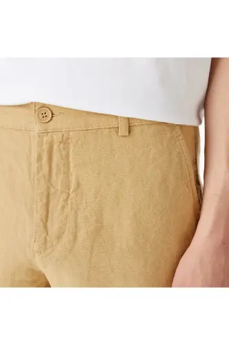 Erkek Slim Fit Chino Bej Pantolon - IXQ-Bej - 7