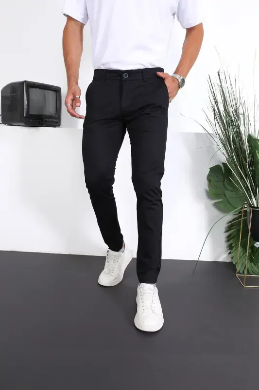 Erkek Slim Fit Chino Pantolon Lennberg-Koyu Lacivert - 1