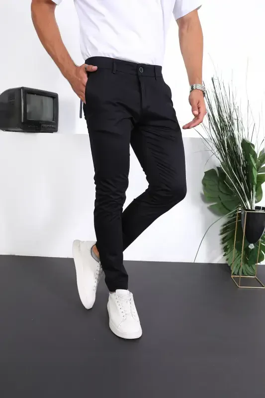 Erkek Slim Fit Chino Pantolon Lennberg-Koyu Lacivert - 4