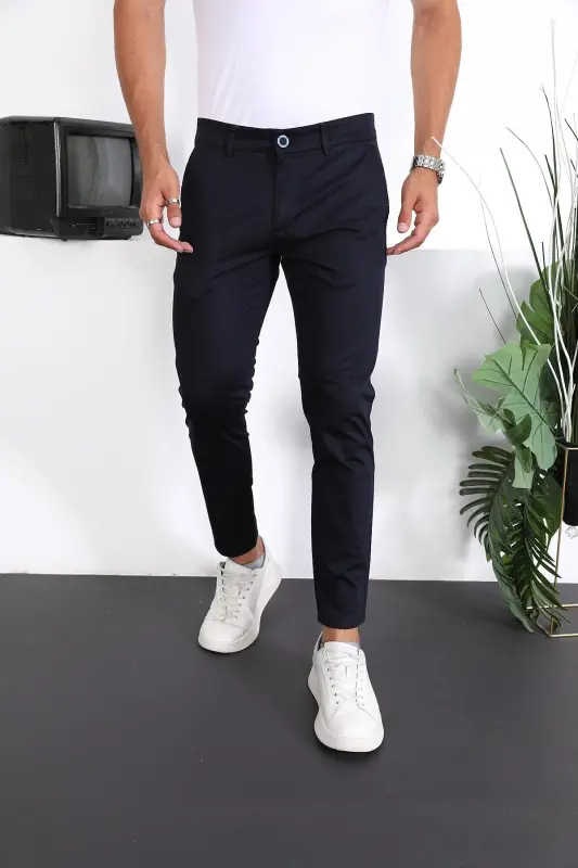 Erkek Slim Fit Chino Pantolon Lennberg - Lacivert - ENZİM JEANS