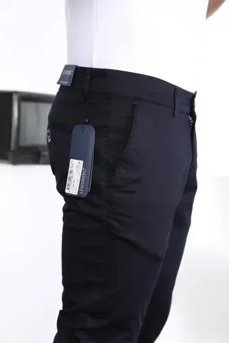 Erkek Slim Fit Chino Pantolon Lennberg-Lacivert - 6