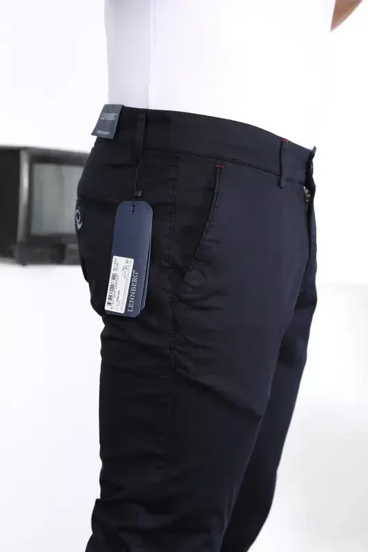 Erkek Slim Fit Chino Pantolon Lennberg-Lacivert - 6
