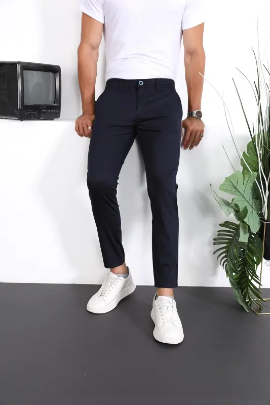 Erkek Slim Fit Chino Pantolon Lennberg - Lacivert - 2