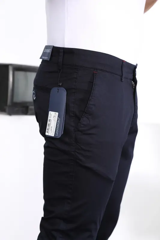Erkek Slim Fit Chino Pantolon Lennberg - Lacivert - 6