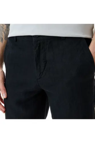 Erkek Slim Fit Chino Siyah Pantolon - 031-Siyah - 4