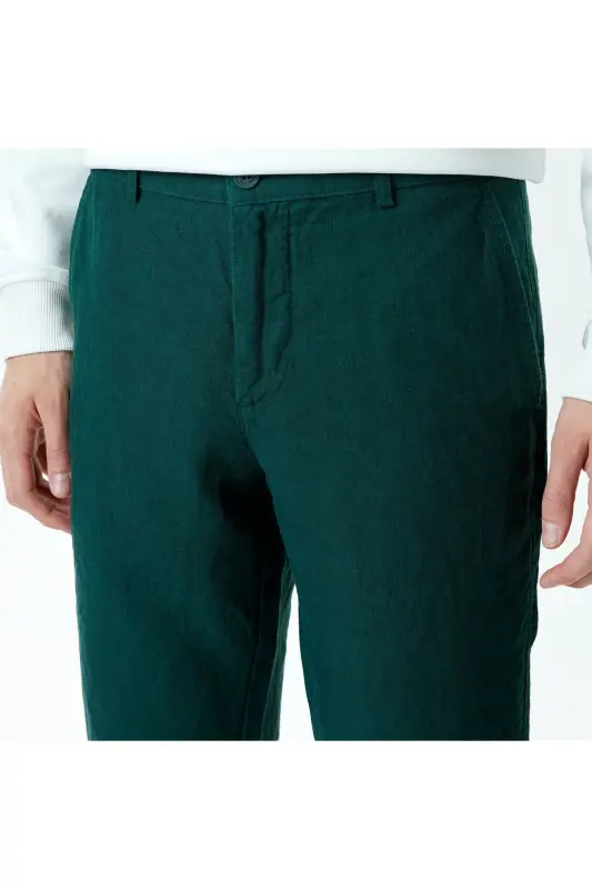 Erkek Slim Fit Chino Yeşil Pantolon - YZP-Yeşil - 4