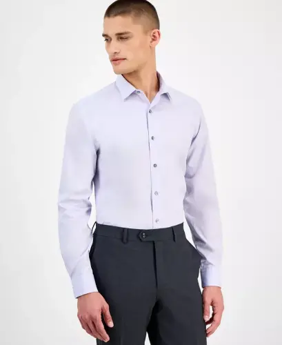 Men's Slim-Fit Solid Dress Shirt, Created for Modazone-Lilac Whisper 
